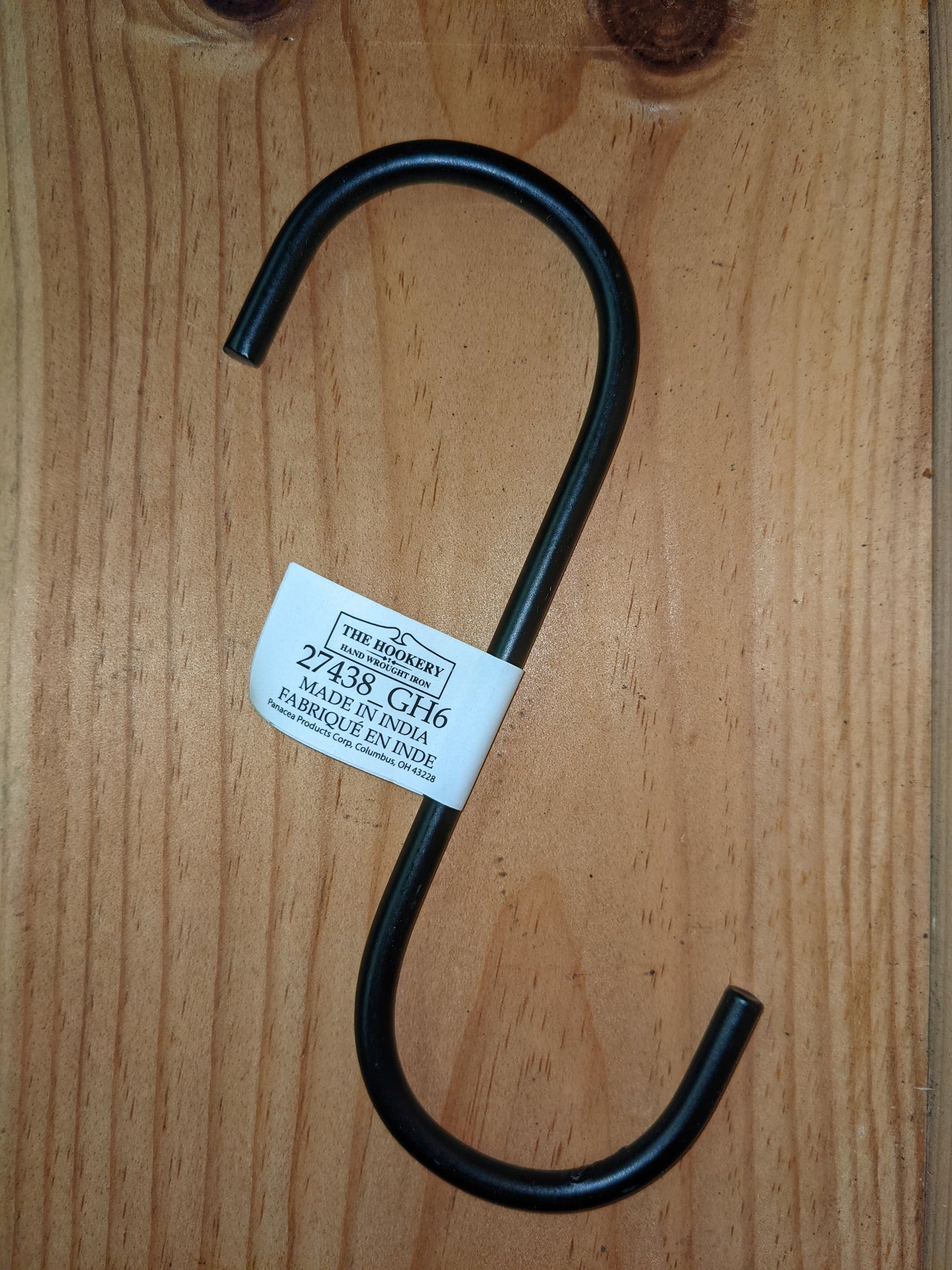 S-Hook 6" W/2" opening blk