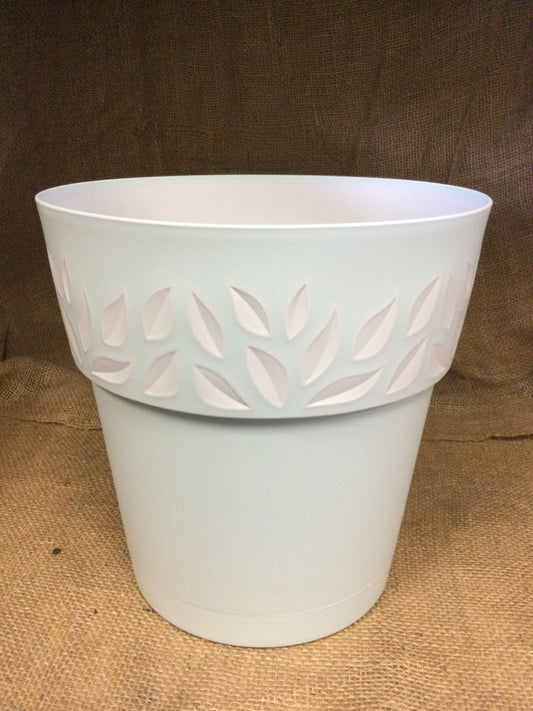 11.8' leaf pot BL/WH