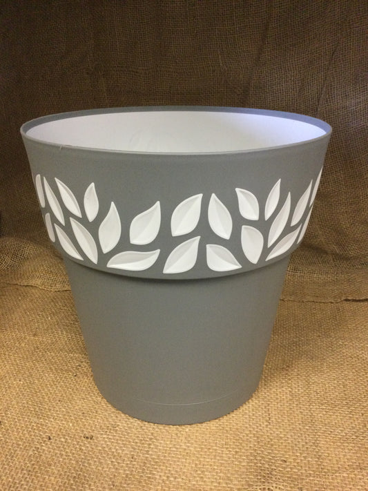 11.8' leaf pot GRY/WH