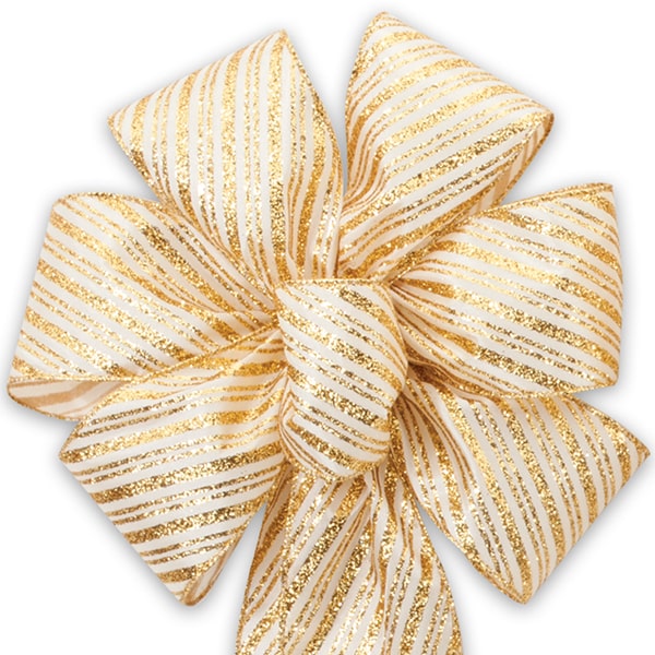 6 loop gld wire Leah stripe bow 17' tail