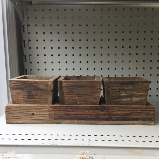 wood tray w/ 3 boxes