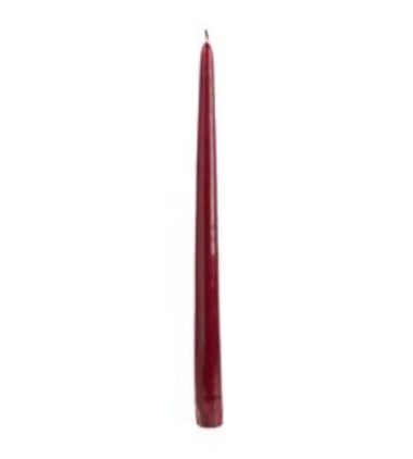12" Burgundy taper candle