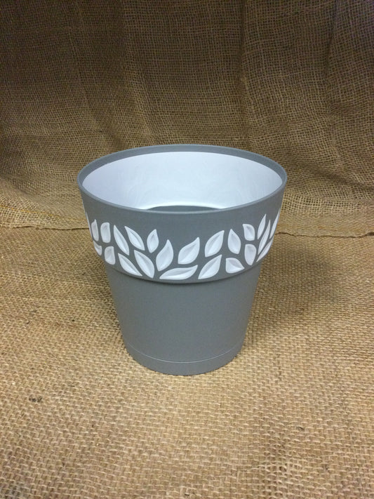 5.9" leaf pot GRY/WH