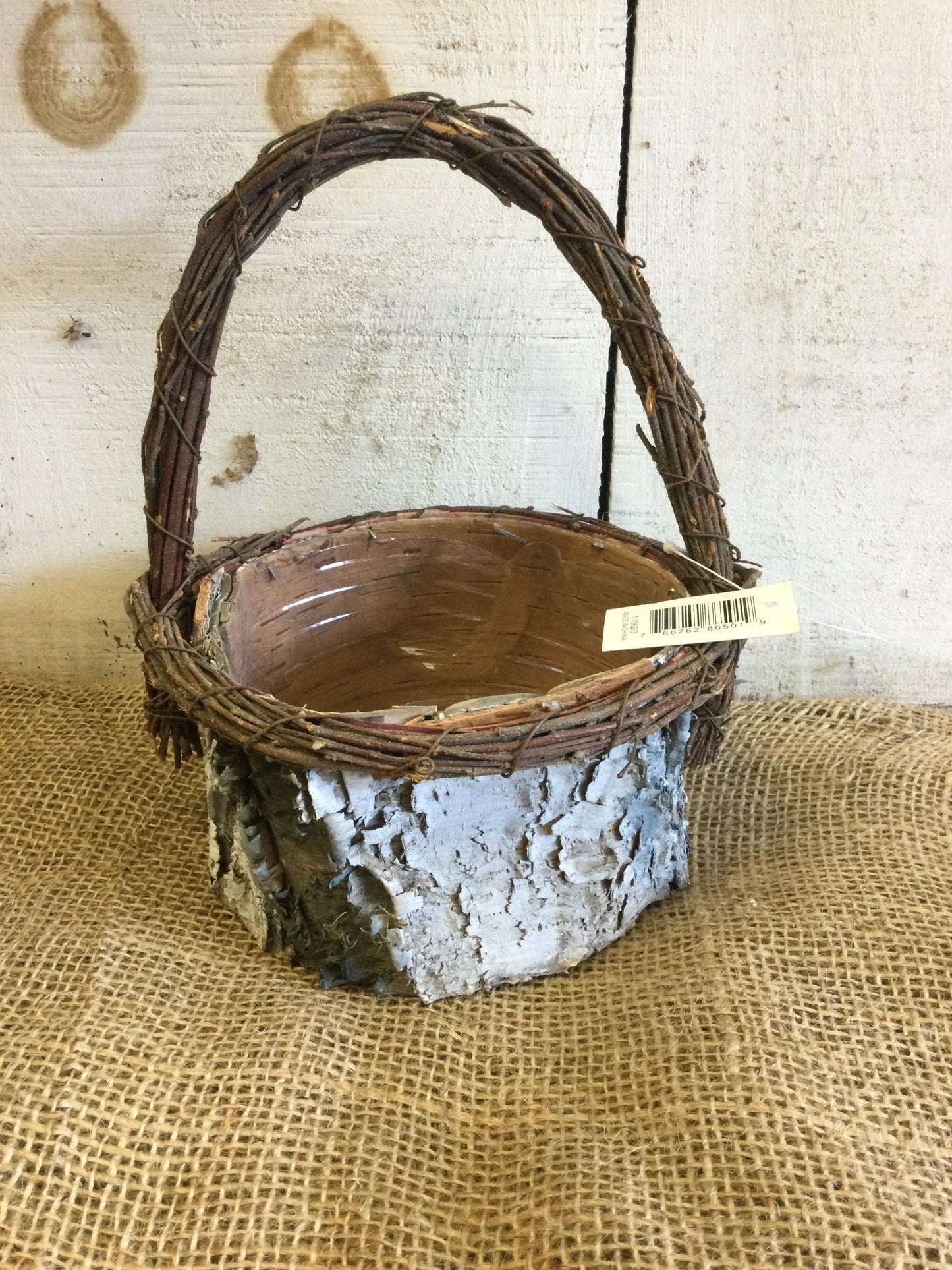 6" birch basket W/handle