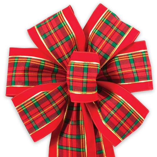 6 loop Luxurious plaid bow 17" tails