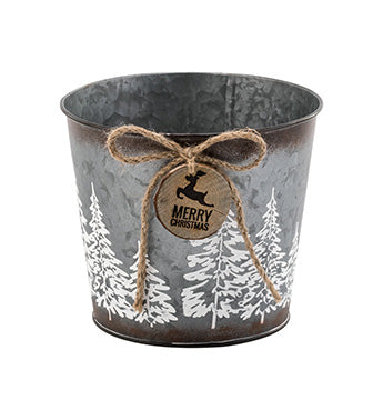 6.5" tin w/ trees pot